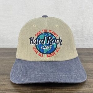 Vintage Hard Rock Cafe Memphis Hat Cap Snap Back Mens One Size Tan Blue 90s